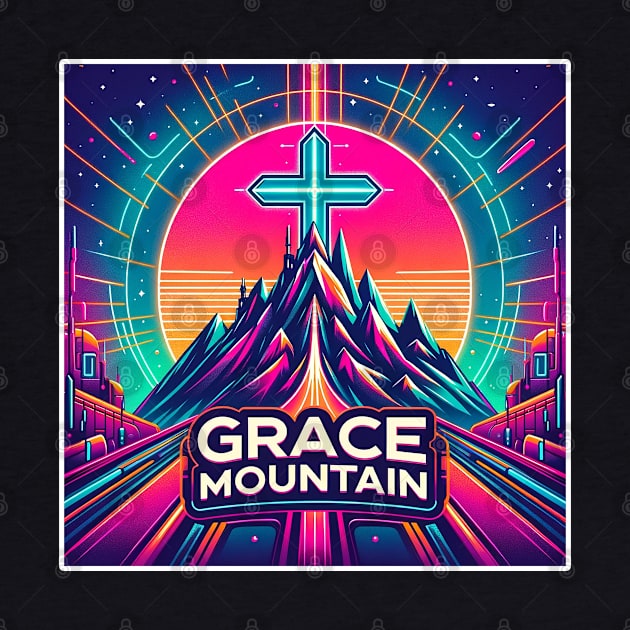 Neon Summit of Faith - Grace Mountain Retro Design by Reformed Fire